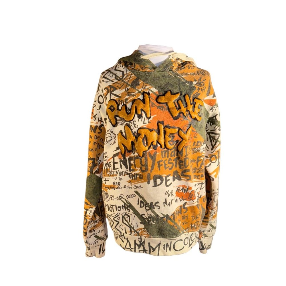 Vintage Another Hype Piece Graphic Design Hooded Sweatshirt Size Medium - Picture 2 of 11